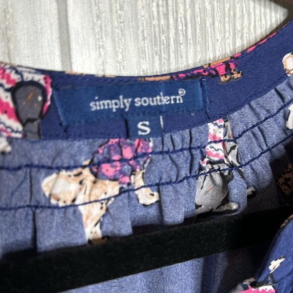 Simply Southern Sweater Dog spring blue blouse size Small - Picture 3 of 5